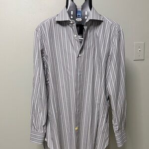 Tessuto Menswear Black and White Striped Dress Shirt